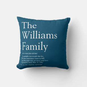 Your Family Definition Fun Modern Blue Cushion