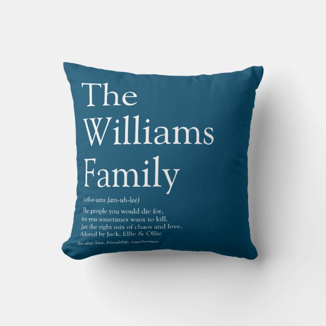 Your Family Definition Fun Modern Blue Cushion (Front)