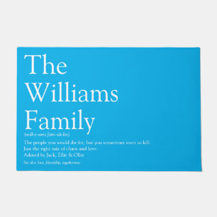 Your Family Definition Modern Fun Sky Blue Doormat