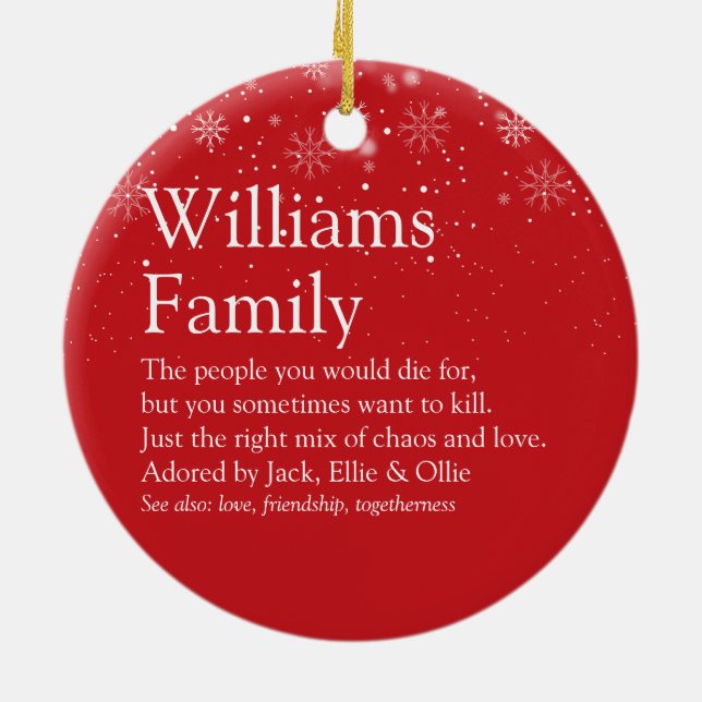 Your Family Definition Photo Christmas Ceramic Ornament (Back)