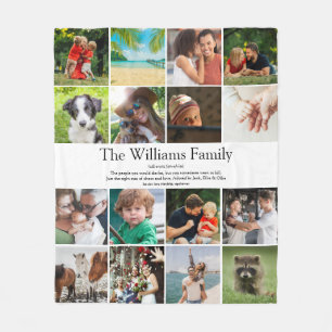 Your Family Name Definition 16 Photo Collage Fun Fleece Blanket