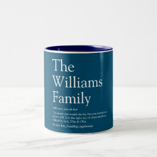 Your Family Name Definition Modern Fun Blue Two-Tone Coffee Mug