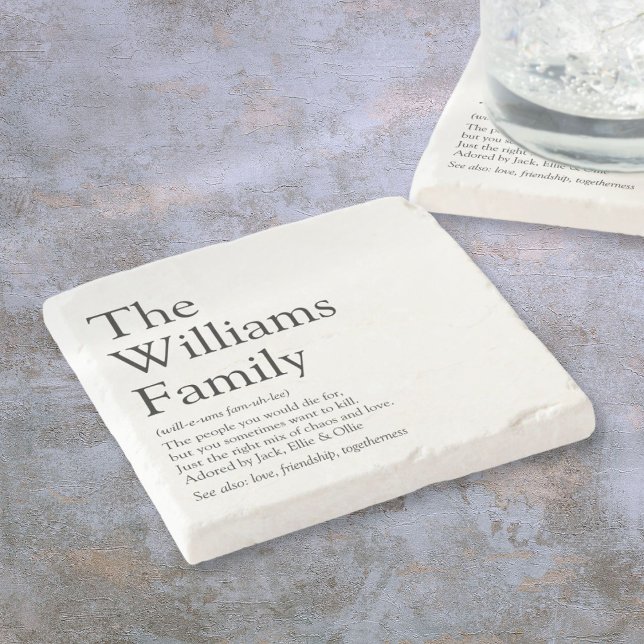 Your Family Name Definition Personalised Stone Coaster (Family Name Definition Personalized Stone Coaster)