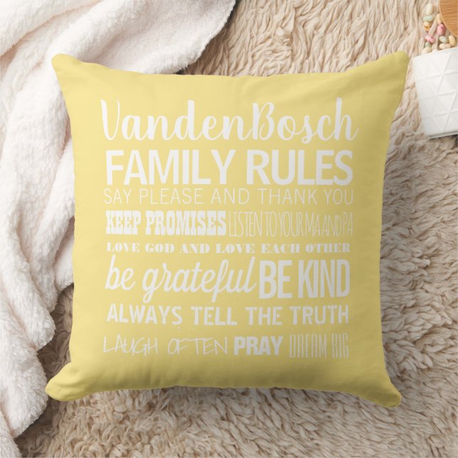 Your Family Name Family Rules & Established Date Cushion (Blanket)