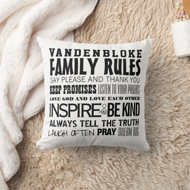 Your Family Name Family Rules & Established Date Cushion (Blanket)