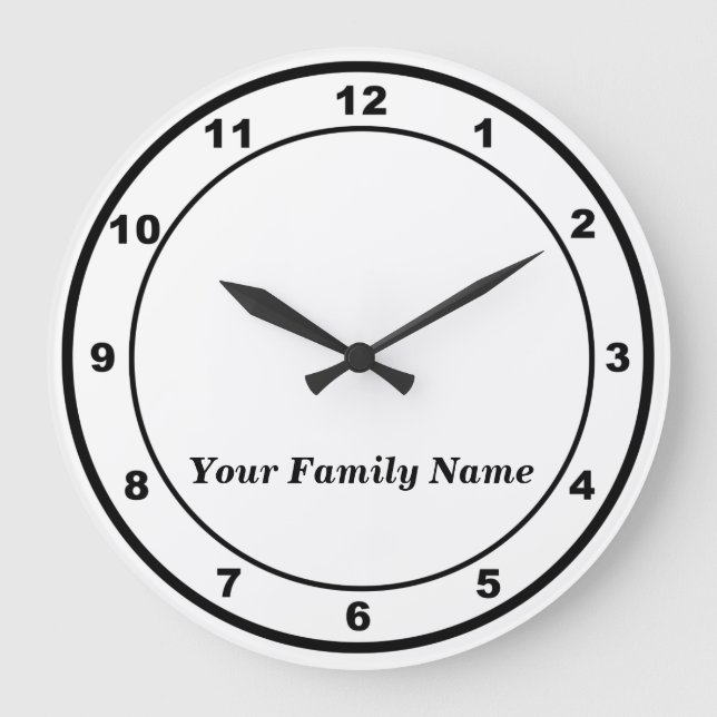 Your Family Name on White Round Wall Clock (Front)