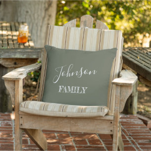 Your Family Name Personalised Chive Green Cushion