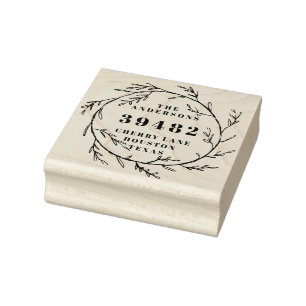 Your Family Name Return Address Wreath Rubber Stam Stamp