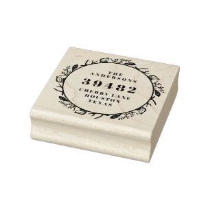 Your Family Name Return Address Wreath Rubber Stamp