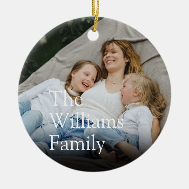 Your Family Photo and Definition Modern Fun Ceramic Ornament (Front)