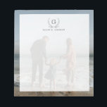 Your Family Photo Backdrop | Custom Monogram Notepad<br><div class="desc">A custom notepad that features your favourite family photo in the backdrop along with a name and wreathed monogram towards the bottom.</div>