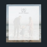Your Family Photo Backdrop | Custom Monogram Notepad<br><div class="desc">A custom notepad that features your favourite family photo in the backdrop along with a name and wreathed monogram towards the bottom.</div>