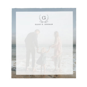 Your Family Photo Backdrop   Custom Monogram Notepad