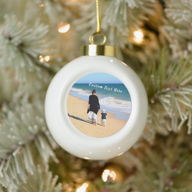 Your Family Photo Christmas Ornament Custom Text (Tree)