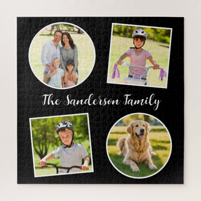Your Family Photo Collage 4 Pictures Personalised Jigsaw Puzzle (Vertical)