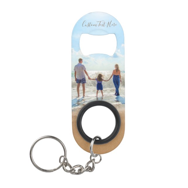 Your Family Photo Keychain Bottle Opener with Text (Front)
