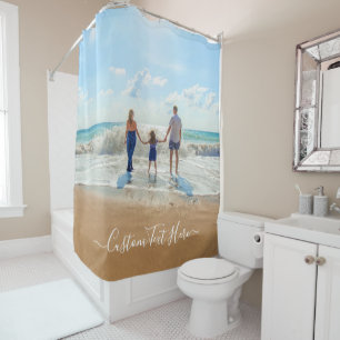 Your Family Photo Shower Curtain with Custom Text