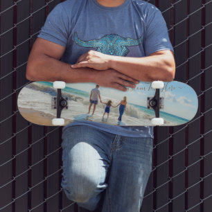 Your Family Photo Skateboard with Custom Text