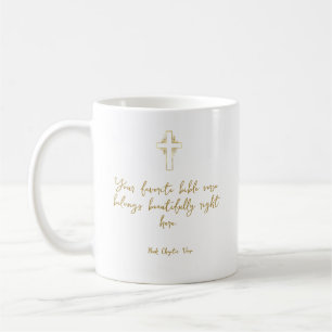Your favorite bible verse - gold cross coffee mug