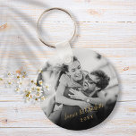 Your Favorite Couple Black and White Photo Gold Key Ring<br><div class="desc">Personalize with your favorite couple photo featuring your names and the year set in elegant gold typography,  creating a unique memory and gift. A lovely keepsake to treasure! Designed by Thisisnotme©</div>