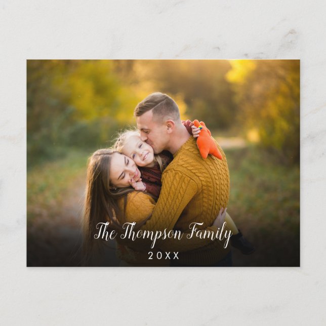 Your Favourite Family Photo Script Name Holiday Postcard (Front)