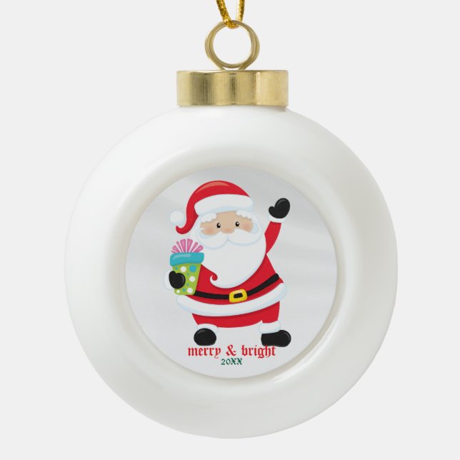  Your favourite Personalised Christmas Icon Santa Ceramic Ball Christmas Ornament (Front)