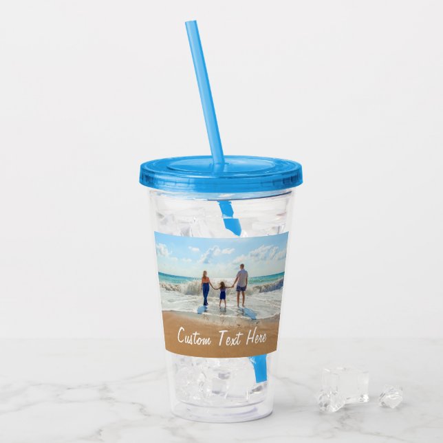 Your Favourite Photo Acrylic Tumbler Custom Text (Front Ice)