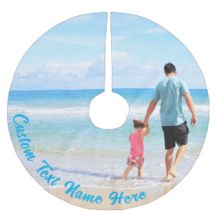 Your Favourite Photo and Text Chsristmas Tree Skir Brushed Polyester Tree Skirt