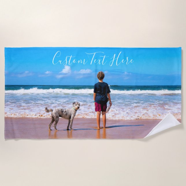Your Favourite Photo Beach Towel with Custom Text (Front)