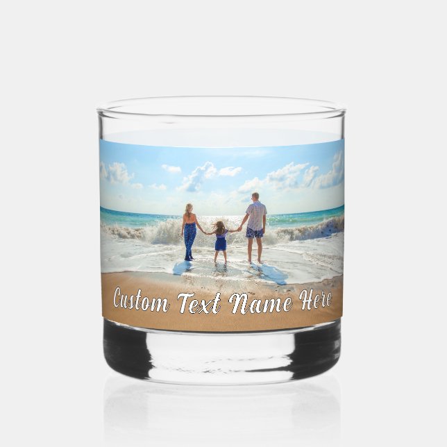 Your Favourite Photo Custom Text Name Personalised Whiskey Glass (Front)
