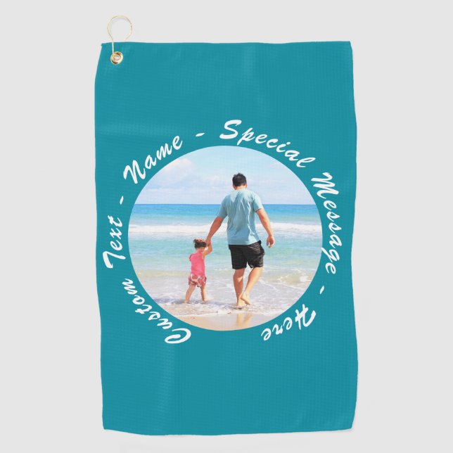 Your Favourite Photo Golf Towel with Custom Text (Front)