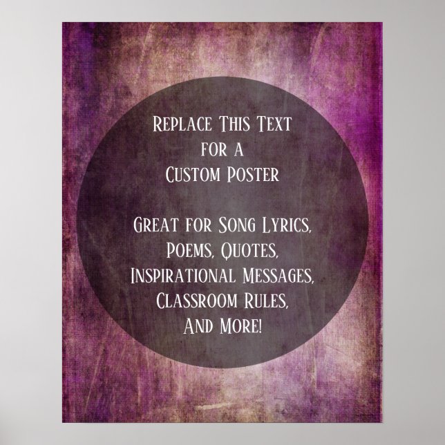 Your Favourite Quote Berry & Brown Grunge on Circl Poster (Front)