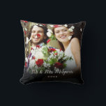Your Favourite Wedding Photos Script Name Date Cushion<br><div class="desc">Personalise with your favourite wedding photo featuring your family name and the year,  creating a unique memory and gift. A lovely keepsake from your special day!</div>