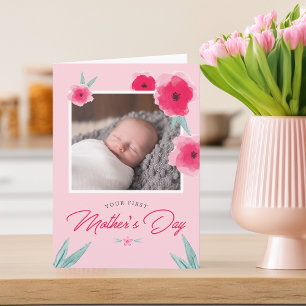 Your First Mother's Day Flower Photo Greeting Card