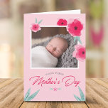 Your First Mother's Day Flower Photo Greeting Card<br><div class="desc">Beautiful one of a kind First Mother's Day greeting card features loverly pink flowers and add your favourite photo.</div>