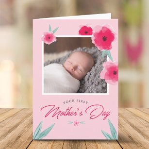 Your First Mother's Day Flower Photo Greeting Card