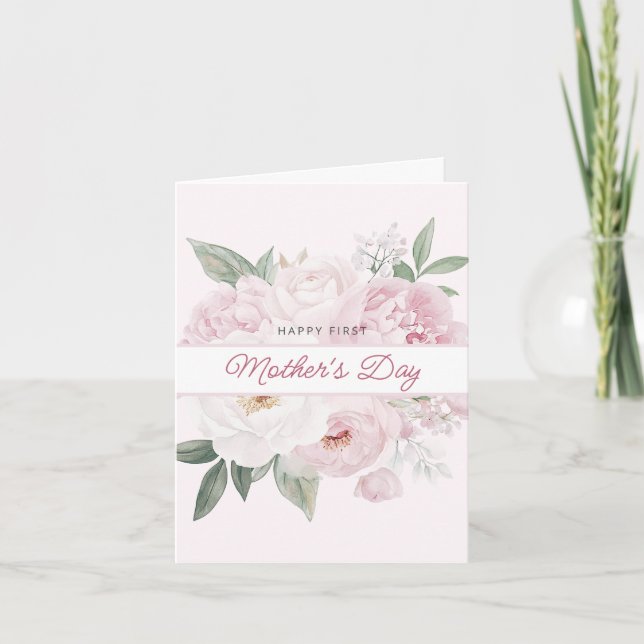 Your First Mother's Day Peony Flowers Card (Front)