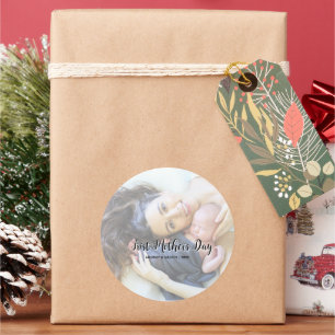 Your First Mother's Day personalised photo &Quote  Classic Round Sticker