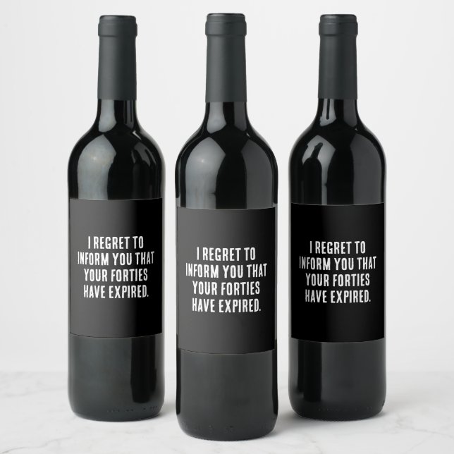 Your forties have expired, 50th birthday, funny wine label (Bottles)