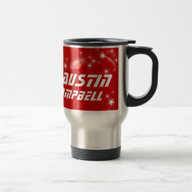 your full name rocket space red kids mug (Right)