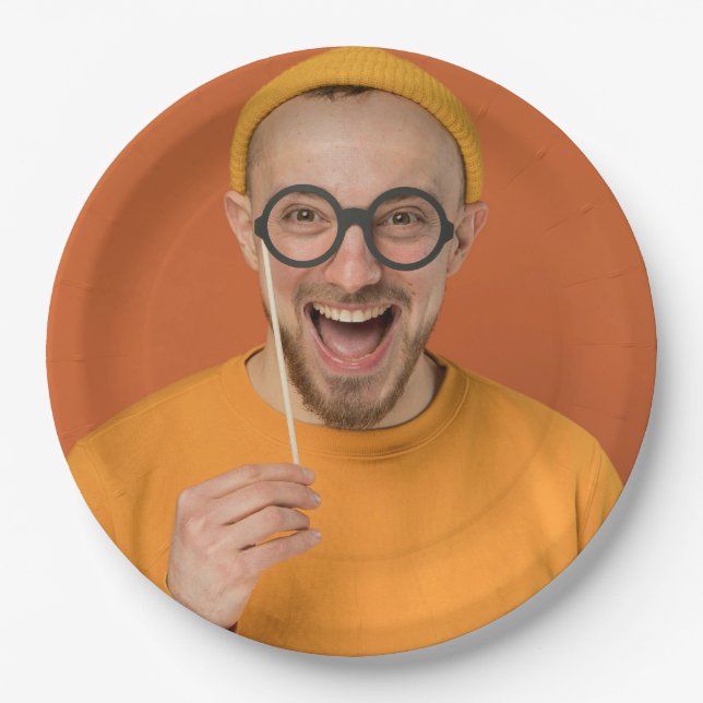 Your Funny Photo Selfie Upload Paper Plate (Front)