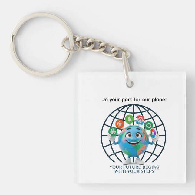 Your Future Your Steps Earth Day Sustainability Key Ring (Front)