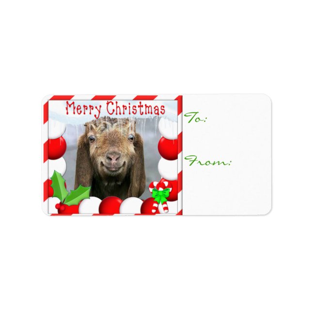 YOUR GOAT PHOTO Goat Christmas Gift Tag (Front)