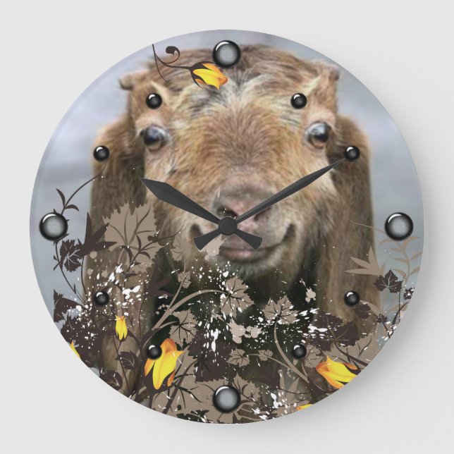 YOUR Goat's PHOTO Floral  Wall Clock (Front)
