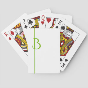 YOUR Graceful GREEN INITIAL & LINE ON CRISP WHITE Playing Cards