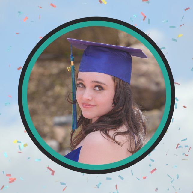 Your Graduation Photo & School Colours Classic Round Sticker (Creator Uploaded)