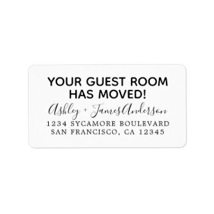 Your Guest Room Has Moved Black White New Address  Label