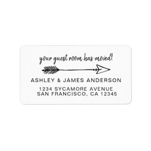 Your Guest Room Has Moved Black White New Address Label