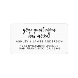 Your Guest Room Has Moved Black White New Address Label
