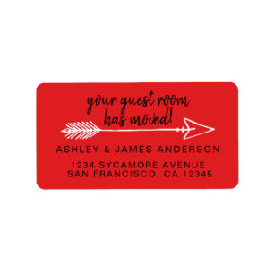 Your Guest Room Has Moved Bright Red New Address Label